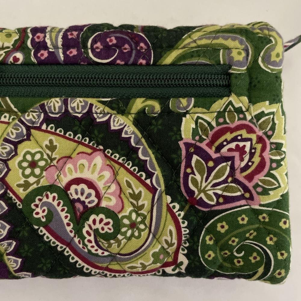 Vera Bradley Trifold Wallet Cross Body Bag Clutch Paisley Flowers Hearts Plaid - Picture 7 of 15
